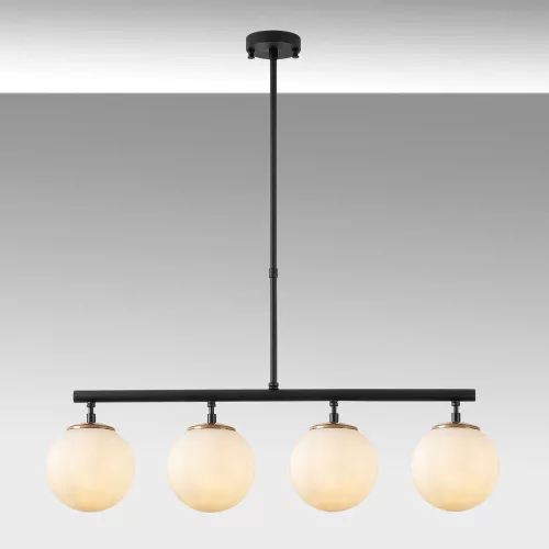 Opviq, 942FLG1190, Modern industrial chandelier, black and gold, adjustable height 70 x 15 x 43-87 cm | Metal housing, glass cap | Stylish Scandinavian design