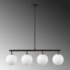 Modern Industrial Chandelier, Black & Gold, Adjustable Height 70 x 15 x 43-87 cm | Metal Body, Glass Cap, 4 x E14 Socket | Stylish Scandinavian Design