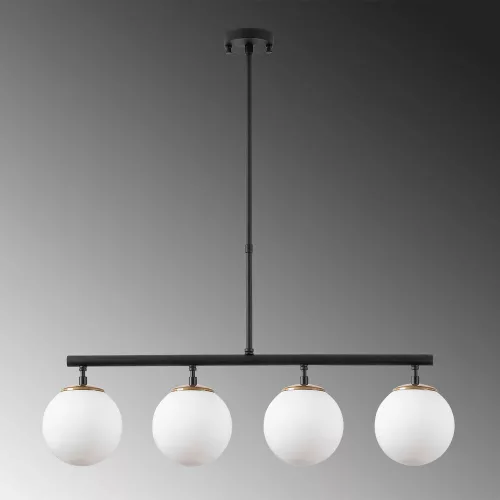 Opviq, 942FLG1190, Modern industrial chandelier, black and gold, adjustable height 70 x 15 x 43-87 cm | Metal housing, glass cap | Stylish Scandinavian design