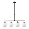 Modern Industrial Chandelier, Black & Gold, Adjustable Height 70 x 15 x 43-87 cm | Metal Body, Glass Cap, 4 x E14 Socket | Stylish Scandinavian Design