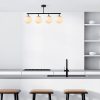 Modern Industrial Chandelier, Black & Gold, Adjustable Height, 70 x 15 x 35 cm | Metal Body, Glass Cap, 4 x E14 Socket | Stylish Lighting for Home & Office