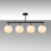 Modern Industrial Chandelier, Black & Gold, Adjustable Height, 70 x 15 x 35 cm | Metal Body, Glass Cap, 4 x E14 Socket | Stylish Lighting for Home & Office