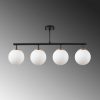 Modern Industrial Chandelier, Black & Gold, Adjustable Height, 70 x 15 x 35 cm | Metal Body, Glass Cap, 4 x E14 Socket | Stylish Lighting for Home & Office