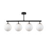 Modern Industrial Chandelier, Black & Gold, Adjustable Height, 70 x 15 x 35 cm | Metal Body, Glass Cap, 4 x E14 Socket | Stylish Lighting for Home & Office