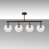 Modern Industrial Chandelier, Black & Antique Finish, Adjustable Height, 4 x E14 Max 40W, 70 x 15 x 35 cm | Stylish Lighting for Home & Office