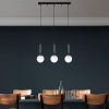 Modern Industrial Chandelier, Black & White, 62 x 15 x 134 cm | Metal Body, Glass Cap, Adjustable Height, 3 x E14 Socket | Stylish Scandinavian Design