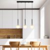Modern Industrial Chandelier, Black & White, 62 x 15 x 134 cm | Metal Body, Glass Cap, Adjustable Height, 3 x E14 Socket | Stylish Scandinavian Design