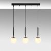 Modern Industrial Chandelier, Black & White, 62 x 15 x 134 cm | Metal Body, Glass Cap, Adjustable Height, 3 x E14 Socket | Stylish Scandinavian Design