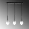 Modern Industrial Chandelier, Black & White, 62 x 15 x 134 cm | Metal Body, Glass Cap, Adjustable Height, 3 x E14 Socket | Stylish Scandinavian Design