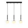 Modern Industrial Chandelier, Black & White, 62 x 15 x 134 cm | Metal Body, Glass Cap, Adjustable Height, 3 x E14 Socket | Stylish Scandinavian Design
