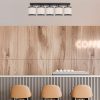 Modern Scandinavian Chandelier, Black & White, 84 x 20 x 21 cm | Metal Body, Fabric Cap, 5 x E27 Socket | Elegant Lighting for Home & Office