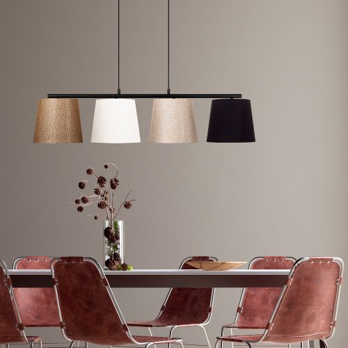 Elegant Scandinavian Chandelier, Metal Body, Black & Gold, 148 x 25 cm | Adjustable Height 48-125 cm | 4 x E27 Socket, Stylish Lighting for Modern Spaces
