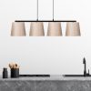 Scandinavian Chandelier, Metal Body, Black & Beige, 148 x 25 cm, Height Adjustable 48-125 cm, 4 x E27 Socket, Elegant Design for Modern Spaces