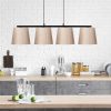 Scandinavian Chandelier, Metal Body, Black & Beige, 148 x 25 cm, Height Adjustable 48-125 cm, 4 x E27 Socket, Elegant Design for Modern Spaces