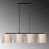 Scandinavian Chandelier, Metal Body, Black & Beige, 148 x 25 cm, Height Adjustable 48-125 cm, 4 x E27 Socket, Elegant Design for Modern Spaces