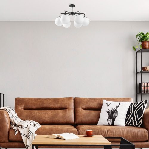 Modern Industrial Chandelier, Black & White, 56 x 56 x 43 cm | Metal Body, Adjustable Height, 3 x E14 Socket | Perfect for Scandinavian & Novelty Decor