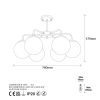 Modern Industrial Chandelier, Black & White, 56 x 56 x 43 cm | Metal Body, Adjustable Height, 3 x E14 Socket | Perfect for Scandinavian & Novelty Decor