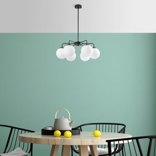 Opviq, 942FLG1359, Modern Industrial Chandelier, Black & White, 56 x 56 x 43 cm | Adjustable Height, Metal Body | Perfect for Scandinavian & Novelty Decor