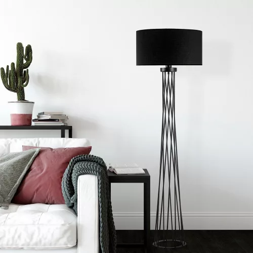 Opviq, 942FLG1546, Elegant black floor lamp, metal housing, 50 cm width x 175 cm height | IP20, E27 Socket, 40W Max, 200 cm Cable | Stylish lighting for modern spaces