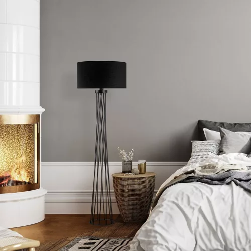 Opviq, 942FLG1546, Elegant black floor lamp, metal housing, 50 cm width x 175 cm height | IP20, E27 Socket, 40W Max, 200 cm Cable | Stylish lighting for modern spaces