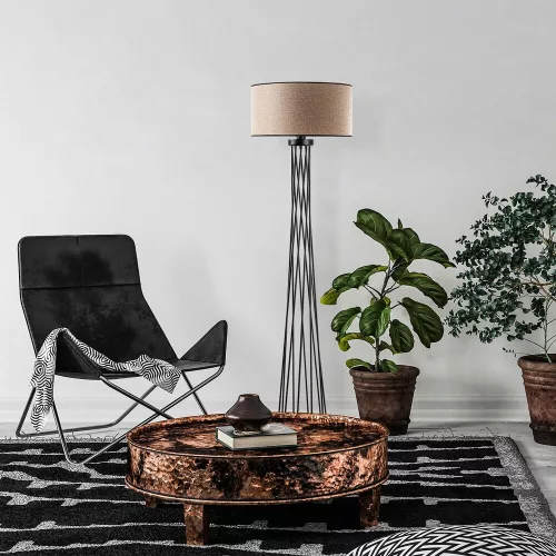 Opviq, 942FLG1549, Elegant white floor lamp, metal housing, 50 cm width x 175 cm height | IP20, E27 Socket, 40W Max, 200 cm Cable | Perfect for modern living spaces