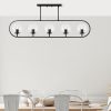 Modern Black Chandelier, Metal Body & Glass Cap, 122 x 15 cm | 5 x E14 Sockets, IP20 | Stylish Industrial & Scandinavian Design for Home Decor