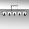 Modern Black Chandelier, Metal Body & Glass Cap, 122 x 15 cm | 5 x E14 Sockets, IP20 | Stylish Industrial & Scandinavian Design for Home Decor