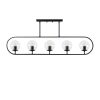 Modern Black Chandelier, Metal Body & Glass Cap, 122 x 15 cm | 5 x E14 Sockets, IP20 | Stylish Industrial & Scandinavian Design for Home Decor