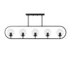 Modern Black Chandelier, Metal Body & Glass Cap, 122 x 15 cm | 5 x E14 Sockets, IP20 | Stylish Industrial & Scandinavian Design for Home Decor