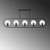 Modern Black Chandelier, Metal Body & Glass Cap, 122 x 15 cm | 5 x E14 Sockets, IP20 | Stylish Industrial & Scandinavian Design for Home Decor