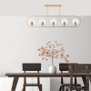 Elegant Shiny Gold Chandelier, Metal Body, 122 x 15 cm | 5 x E14 Socket, Modern Scandinavian Design | Perfect for Glam Home Decor, IP20 Rated