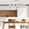 Elegant Shiny Gold Chandelier, Metal Body, 122 x 15 cm | 5 x E14 Socket, Modern Scandinavian Design | Perfect for Glam Home Decor, IP20 Rated