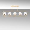 Elegant Shiny Gold Chandelier, Metal Body, 122 x 15 cm | 5 x E14 Socket, Modern Scandinavian Design | Perfect for Glam Home Decor, IP20 Rated