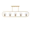 Elegant Shiny Gold Chandelier, Metal Body, 122 x 15 cm | 5 x E14 Socket, Modern Scandinavian Design | Perfect for Glam Home Decor, IP20 Rated