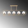 Elegant Shiny Gold Chandelier, Metal Body, 122 x 15 cm | 5 x E14 Socket, Modern Scandinavian Design | Perfect for Glam Home Decor, IP20 Rated
