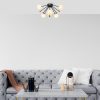 Modern Industrial Chandelier, Black & Antique White, 50 x 50 x 28 cm | Metal Body, Glass Cap, 6 x G9 Socket (Bulb Not Included) | Stylish Scandinavian Design