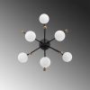 Modern Industrial Chandelier, Black & Antique White, 50 x 50 x 28 cm | Metal Body, Glass Cap, 6 x G9 Socket (Bulb Not Included) | Stylish Scandinavian Design
