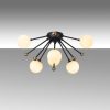 Modern Industrial Chandelier, Black & Antique White, 50 x 50 x 28 cm | Metal Body, Glass Cap, 6 x G9 Socket (Bulb Not Included) | Stylish Scandinavian Design