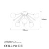 Modern Industrial Chandelier, Black & Antique White, 50 x 50 x 28 cm | Metal Body, Glass Cap, 6 x G9 Socket (Bulb Not Included) | Stylish Scandinavian Design