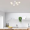 Modern White Chandelier, 81 x 81 cm, Metal Body & Glass Cap, 6 x E14 Socket, Elegant Scandinavian Design, Perfect for Home & Office Lighting