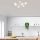 Modern White Chandelier, 81 x 81 cm, Metal Body & Glass Cap, 6 x E14 Socket, Elegant Scandinavian Design, Perfect for Home & Office Lighting
