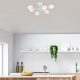Modern White Chandelier, 81 x 81 cm, Metal Body & Glass Cap, 6 x E14 Socket, Elegant Scandinavian Design, Perfect for Home & Office Lighting