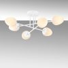 Modern White Chandelier, 81 x 81 cm, Metal Body & Glass Cap, 6 x E14 Socket, Elegant Scandinavian Design, Perfect for Home & Office Lighting