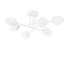 Modern White Chandelier, 81 x 81 cm, Metal Body & Glass Cap, 6 x E14 Socket, Elegant Scandinavian Design, Perfect for Home & Office Lighting