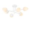 Modern White Chandelier, 81 x 81 cm, Metal Body & Glass Cap, 6 x E14 Socket, Elegant Scandinavian Design, Perfect for Home & Office Lighting