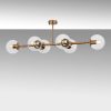 Elegant Vintage Chandelier, Metal Body & Glass Cap, 110 x 40 x 35 cm | 6 x E14 Max 40W, Copper Finish | Modern Glam Design for Home & Office