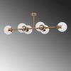 Elegant Vintage Chandelier, Metal Body & Glass Cap, 110 x 40 x 35 cm | 6 x E14 Max 40W, Copper Finish | Modern Glam Design for Home & Office