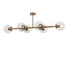 Elegant Vintage Chandelier, Metal Body & Glass Cap, 110 x 40 x 35 cm | 6 x E14 Max 40W, Copper Finish | Modern Glam Design for Home & Office