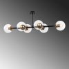 Opviq, 942FLG1212, Modern Industrial Chandelier, Black & Antique Finish, 110 x 40 x 35 cm | Metal Body, Glass Cap | Stylish Lighting for Home & Office