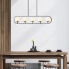 Modern Chandelier with Metal Body & Glass Cap, Black & Cream, 122 x 15 cm | Adjustable Height 49-91 cm | 5 x E14 Socket, Stylish Industrial Design